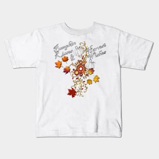 Fall Home Decor & Gifts: Quote Pumpkin Kisses & Harvest Wishes, Cute for Thanksgiving Kids T-Shirt